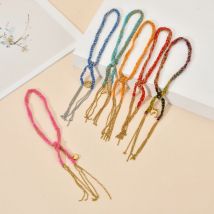 ZMZY Krawatte auf Vintage Handgemachte Boho Welle Armband Multicolor Regenbogen Stoff Geflochtene Armband Bohemian Woven Armbänder für Frauen