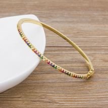 Nidin Neues Design, hochwertiger Charm-Regenbogen-Armband, Kupfer-Zirkonia, Strass-Manschettenarmreif, trendiger Schmuck, Geschenk für Frauen und Mädchen