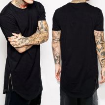 Neue Sommer Bestseller Herren T Shirts Einfarbig Rundhals Unten Seite Zipper Mode Hip-hop Stil Weiß Kurzarm männlichen