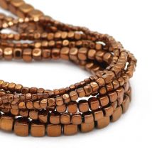 2-6MM Square Plating Copper color Natural Stone Cube Hematite Spacer Loose Beads For Jewelry Making DIY Bracelet Accessories