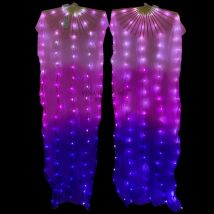 Ventagli lunghi da ballo 100% seta Donne Puntelli per spettacoli di danza del ventre Rosa + Rosa + Viola Ventaglio LED Danza etnica cinese Adulto YI NA SHENG WU