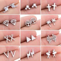 Mini Edelstahl Ohrringe Modeschmuck Kleine Tier Ohrstecker Punk Kreuz Stern Drachen Ballett Ohrstecker Pendientes Geschenke