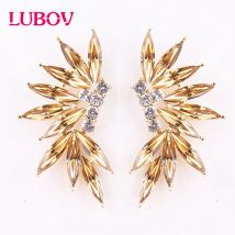 LUBOV 2 Stile bunte Flügel Ohrstecker Acryl Kristall Stein Frauen Piercing Ohrringe trendige Hochzeit Schmuck Weihnachtsgeschenk