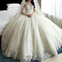 Heißer Verkauf Dubai Kristall Blumen Ballkleid Hochzeit Kleider 2020 Neue Langarm Muslimischen Spitze Appliques Brautkleider Braut Kleid