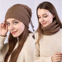 Mode frauen stretchy gestrickte Skullies Beanies Hut solide snood schal warme Beanie Für frauen Herbst winter Weibliche Beanie kappe