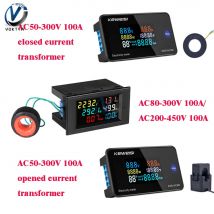 AC 50-300V 10A 100A LCD Digital Panel Wattmeter Energy Power Meter Voltage Voltmeter Current Ammeter Frequency Indicator 450V