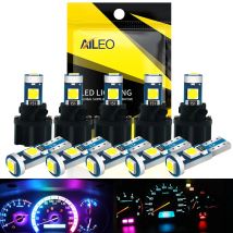 10pcs High Bright T5 W1.2W  W3W PC74 PC37 LED with Twist Lock Socket Instrument Lights Dashboard Warning Indicator Button Light