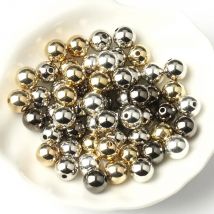 500-30 Stück 3 4 6 8 10 12 mm CCB Perle Gold Silber Farbe Runde Acryl Samen Spacer Perlen für Schmuckherstellung Zubehör DIY