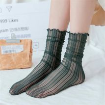 Neue Frauen Damen Socken Mode Sheer Mesh Glas Seide Socken Ultradünne Transparente Kristall Spitze Fabelhafte Elastische Nette Sommer Socken