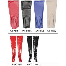 Plus Size PVC Shiny Thigh High Medias PU Anti-slip Sexy Stockings Faux Latex Oil Stocking Leather Over Knee Meia Longa Black Red