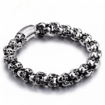 KALEN Punk Skull Bracelets Men Stainless Steel Shiny Matte Skull Charm Link Chain Brecelets Male Gothic Jewelry 2020