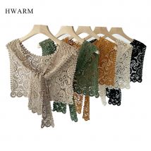 2pcs Thin Sunscreen African Lace Fabric Shawl With Hollow Versatile False Collar And Skirt Silk Scarf Diy Women Dress Decoration