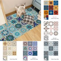 10pcs Mandala Style Matte Surface Tiles Sticker Transfers Covers for Kitchen Bathroom Wardrobe Floor Peel & Stick Art Wallpaper