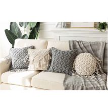 Macrame Cushion Cover Boho Pillowcase Handmade Macrame Cushion Cover  Colorfu Macrame Geometry Bohemia Ethnic Pillow Cover