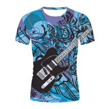 Interesting Guitar Music graphic t shirts For Men Fashion Casual Musical Instrument Print t shirt Personality Trend T-shirt Tops
