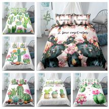 Moda roślin drukowane kaktus sukulenty zestawy pościeli Home Decoration kołdra poszewka na poduszkę Drop Shipping