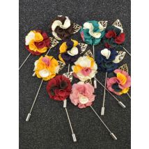 1 Pcs High-grade Ribbon Men Rose Flower Golden Leaf Fashion Brooch Pin Suit Lapel New Men Wedding Boutonniere Brooch Jewelry