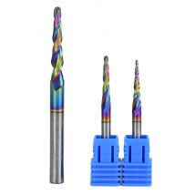 Ucheer 4/6mm Tapered Ball Nose End Mill HRC60 2 Flutes Milling Cutter CNC Spiral Coated Cone Carving Bits Wood Engraving Bit