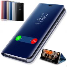 Funda transparente con espejo retrovisor para Samsung Galaxy A01, A21, A31, A41, A51, A71, A50, A70, A80, Funda de cuero con tapa y soporte