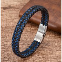 Fashion Genuine Leather Bracelet Men Black Braided Rope Bracelets For Male Metal Magnetic Clasp Bangles Jewelry Wholesale