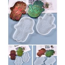 1Pc Hamsa Hand Rune Stone Epoxy Resin Molds Silicone Casting Mold For DIY Soap Dish Trinket Trays Container Storage Tray Tool