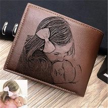 Personalisierte Geldbörsen Männer Hohe Qualität PU Leder für Ihn Gravierte Brieftaschen Männer Kurze Geldbörse Benutzerdefinierte Foto Brieftasche Luxus Männer Geschenk Geldbörse als Vatertagsgeschenk