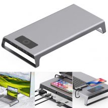 Aluminium Monitor Stehen Docking Station mit USB C Hub Unterstützung 4K HDMI VGA TF Karte Drahtlose Lade Laptop Stand für Büro Spiel