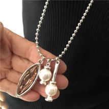 Anslow Top Quality Design Jewelry Vintage Long Sweater Chain Imitation Pearl Large Pendant Necklace Clothing Accessory LOW0008AN
