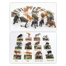 24pcs Simulation Ocean Wild Animal Giraffe Monkey Zoo Solid Model Figures Early Card Educational Toy for children Christmas gift