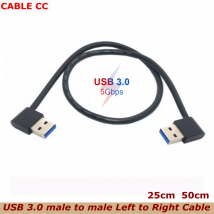 5 Gbit/s 0,5 m 25 cm USB 3.0 Typ A Stecker auf Stecker 90 Grad links abgewinkelt auf rechtwinkliges Verlängerungskabel mit gerader Verbindung