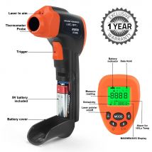 Digital Non-Contact Infrared Thermometer 16:1 IR Laser Gun Temperature Range -58-1292℉(-50℃ to 700℃) with LCD backlight