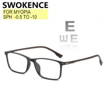 SWOKENCE Myopie Rezept-0,5 zu-10 Frauen Männer Hohe Qualität TR90 Rahmen Kurze Kurzsichtig Brille Index Nach f114