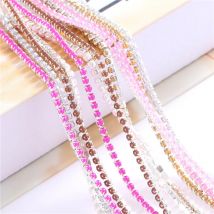 2mm Kristall Perle Strass Kette Silber Basis Tasse Perle Kette Für Nähen DIY bekleidungs zubehör trim