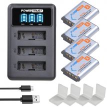 PowerTrust NP-BX1 1860mAh NP-BX1 Batterie und LED 3Slots Ladegerät für Sony NP-BX1 HDR-AS200V HDR-AS30 HDR-AS300 HDR-AS50 HDR-CX240