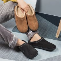Männer Hausschuhe nach Hause Anti-Rutsch-Nähen Wildleder Winter Hausschuhe Indoor Slip-On Schuhe Männer Plüsch gemütliche Unisex Haus Hausschuhe große Größe 49 50