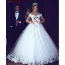 Angepasst Weiße Spitze Appliques Off Schulter Braut Brautkleider Plus Größe Braut Hochzeit Kleider