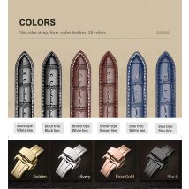 Watch Strap Quick Release Soft Calfskin Leather 18mm 20mm 22mm 24mm Black Brown Blue Gold