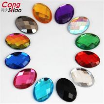 Cong Shao 50 pz 13*18mm Colorato Acrilico Strass Parte Posteriore Piana Forma Ovale Pietre E Cristalli Abbigliamento Artigianato Accessori ZZ724