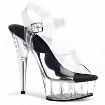 Summer Clear Crystal Nightclub Open Toe Women's Platform Sandals 15CM High Stripper Heeled Pole Dance Shoes Concise 6Inches Show