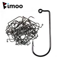 Bimoo 100 Stück 8 # ~6/0 #   90-Grad-T Aberdeen-Jighaken aus Kohlenstoffstahl mit breitem Spalt, gebogenem Salzwasser, geschmiedet, langem Schaft, weiche Wurmhaken