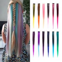 Clip di Leeons sintetici In un pezzo estensioni dei capelli posticci resistenti al calore estensioni dei capelli Ombre arcobaleno capelli lunghi finti donne