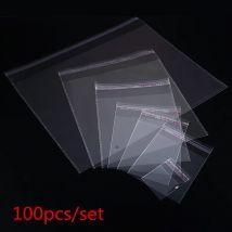 100pcs Multiple Size Clear Self-adhesive Cello Cellophane Bag Self Sealing Small Plastic Bags For