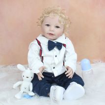 55 CM Weiche Silikon Baby Reborn Boy Puppe Spielzeug Für Mädchen Tuch Körper Realistische