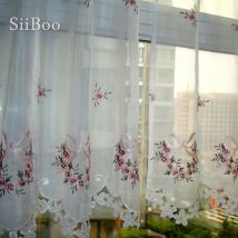 Korean floral stickerei spitze halb-vorhang bay fenster transparent vorhang für küche wohnzimmer cortinas salón rideau SP6046