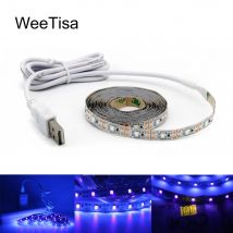 UV-USB-LED-Streifen, batteriebetrieben, 395–405 nm, ultraviolette Strahl, flexibles Band, Bandlampe, 5 V, 2835 SMD, TV, USB-LED-Streifen, 1 m, 2 m, 3 m