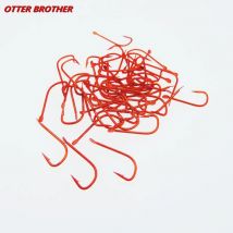 100pcs Fishing Hook Series 1#-8# Barbed Fishhook High Carbon Steel Red Gold Fishhooks Bent Baitholder Ringed Carp Hook Tackle
