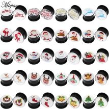 Miqiao 2pcs Ear Gauges Earring Ear Tunnels Plugs Piercing Jewelry Cute Santa Claus Snowman Tree Bell Christmas Gifts 4mm To 25mm