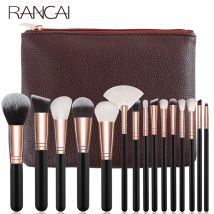 Pro 15-teiliges Make-up-Pinsel-Set für Puder, Foundation, Lidschatten, Make-up-Pinsel, Kosmetik, weiches Kunsthaar mit Lederetui
