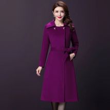 M-5XL Neu Frauen Wollmischungen Lang Mantel Herbst Winter 2025 Mode Schnürung Schärpen Schlanke Taille Wolljacke Schlank Oberbekleidung Weiblich