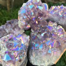 Schöne regenbogen engel aura verrückte amethyst cluster natürliche quarz kristall grobe lealing stein für kinder geschenke
